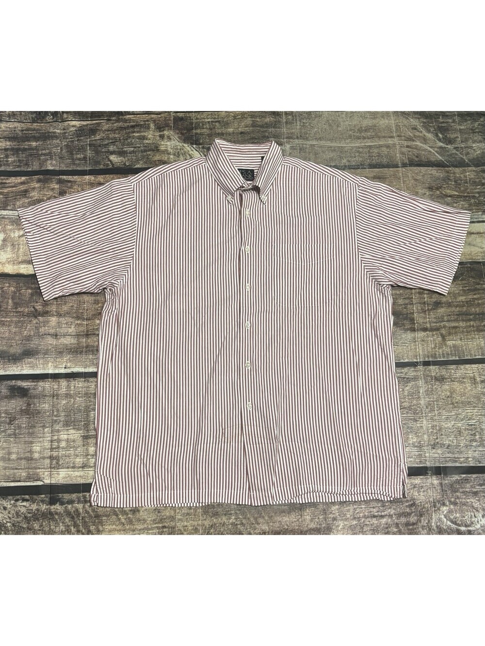 Jos A Bank Shirt Mens Large Seersucker Striped Cotton Short Sleeve